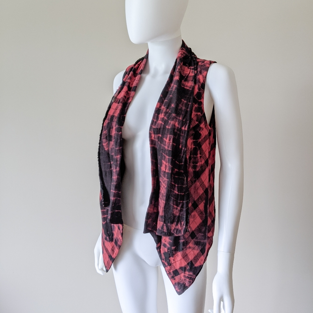 Anthropologie Elevenses Roxanne Red Plaid Open Vest